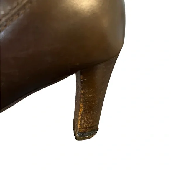 Ralph Lauren Blue Label Italian Leather Heeled Tall Zipper Boots Sz 7 Brown - Picture 11 of 16